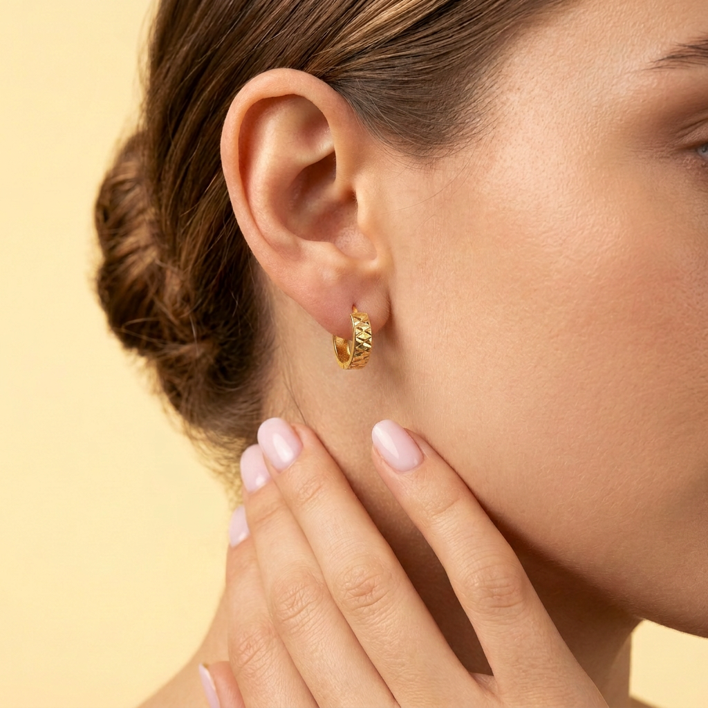 Arracada de Oro 14k Clásicas con Facetado Triangular mod. 10896