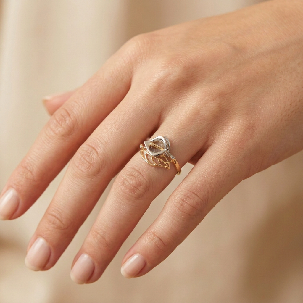 Anillo de Oro 14k Alcatraz con Oro Blanco mod. 10872