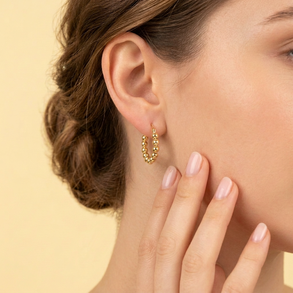 Arracada de Oro 14k Diseño Esferas Chicas Huecas mod. 10887