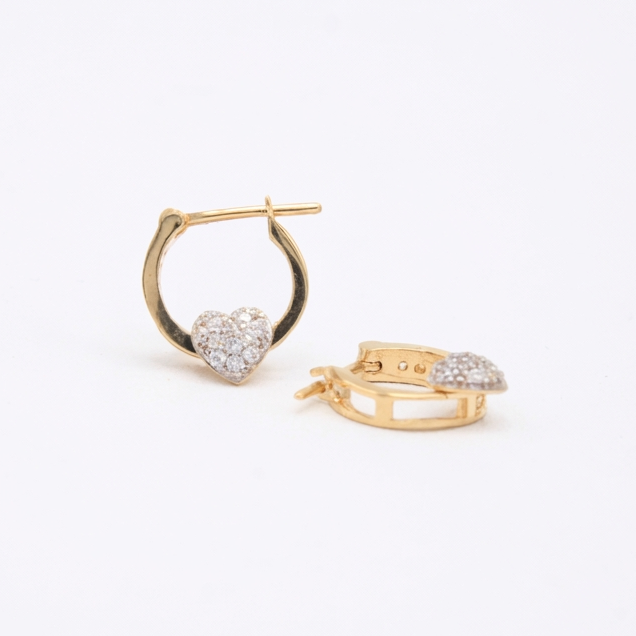 Grapa de Oro 14k con Corazón e Incrustación de Zirconias mod. 11010