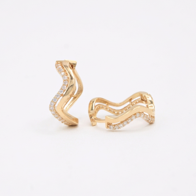 Grapa de Oro 14k Elegante con Incrustación de Zirconias mod. 11005