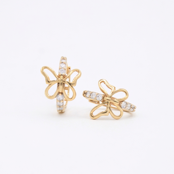 Grapa de Oro 14k Mariposas con Incrustación de Zirconias mod. 11004