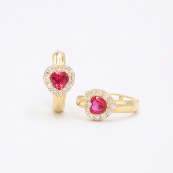 Grapa de Oro 14k Corazones con Incrustación de Zirconias Rosas mod. 11003