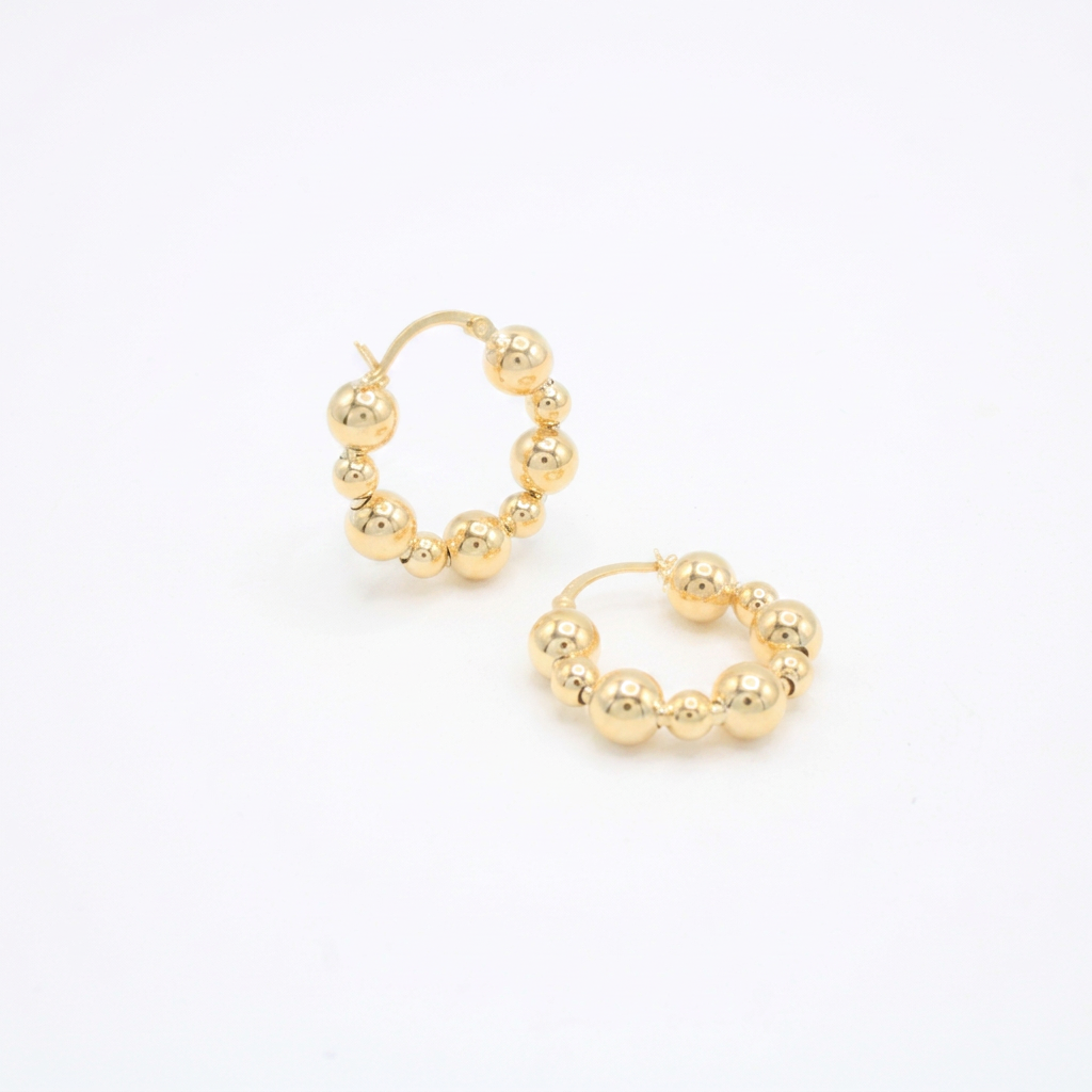 Arracada de Oro 14k Diseño Esferas Grandes Huecas mod. 10888