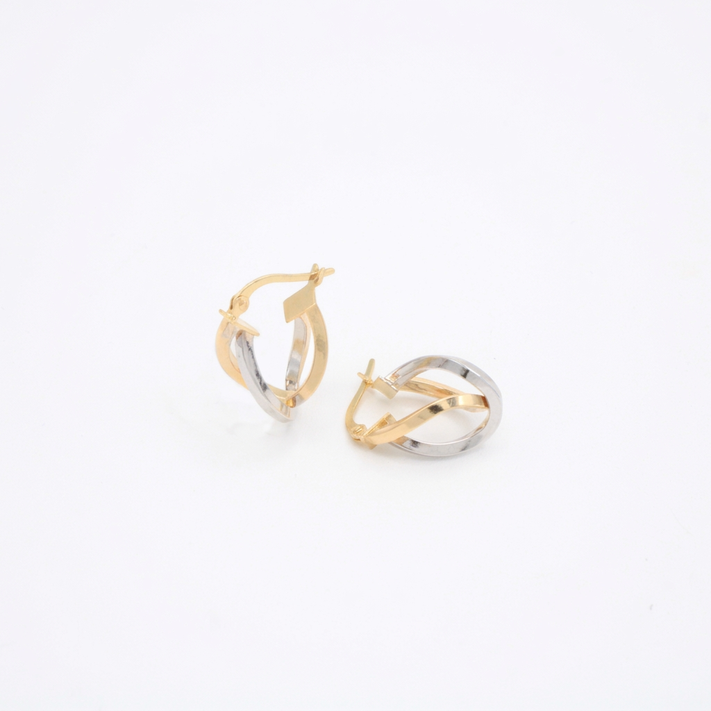 Arracada de Oro 14k Entrelazadas con Oro Blanco mod. 10891