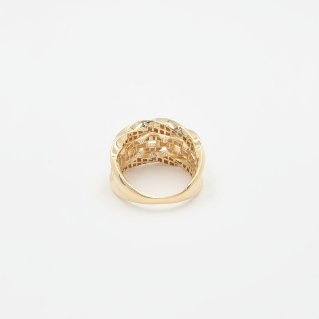 Anillo de Oro 14k Diseño Espiral de Cadena con Incrustado de Zirconia mod. 9941