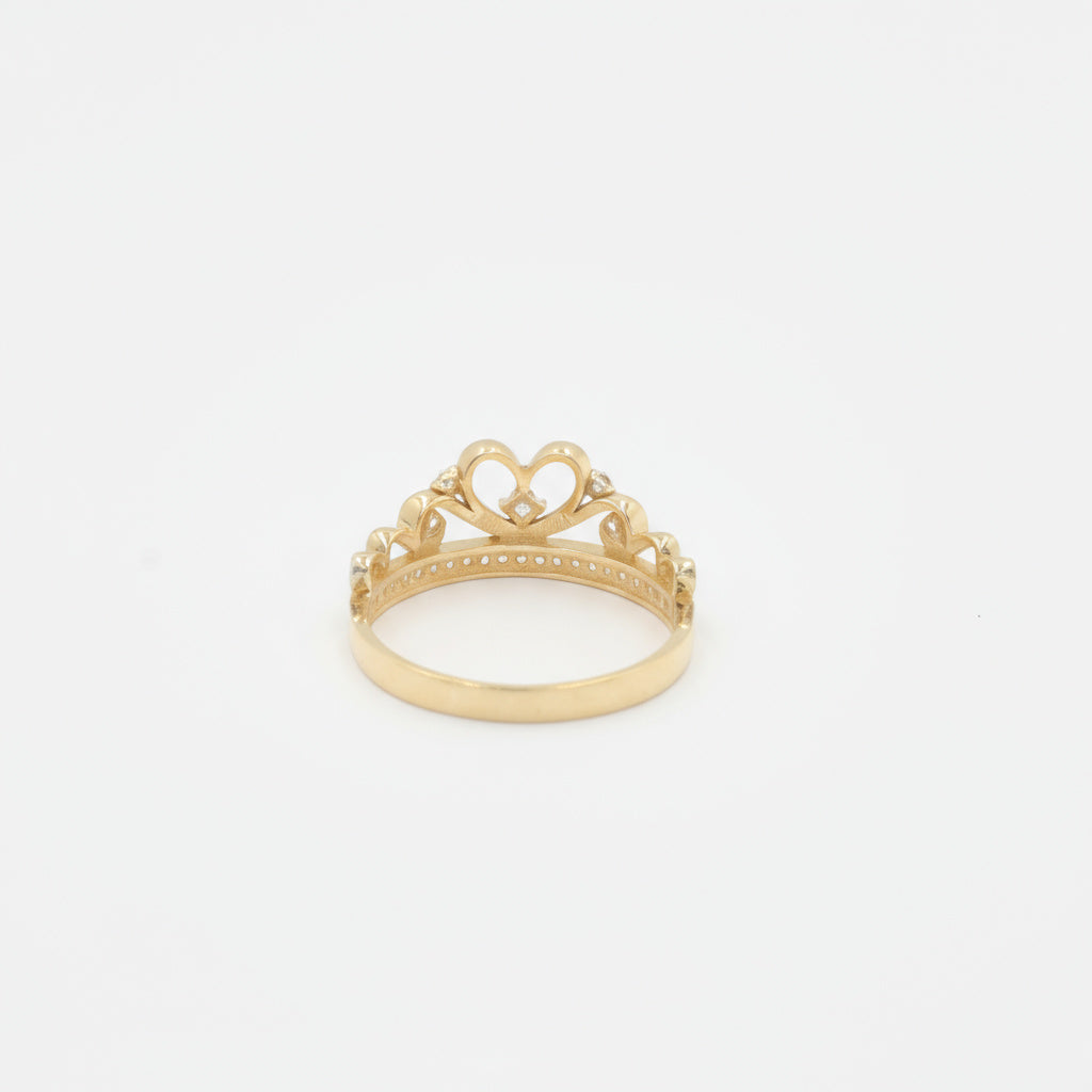 Anillo de Oro 14k Diseño Corona de Princesa con Zirconias Finas mod. 9945