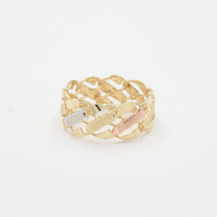 Anillo de Oro 14k Florentino Estilo Eslabón Gourmet mod. 9948