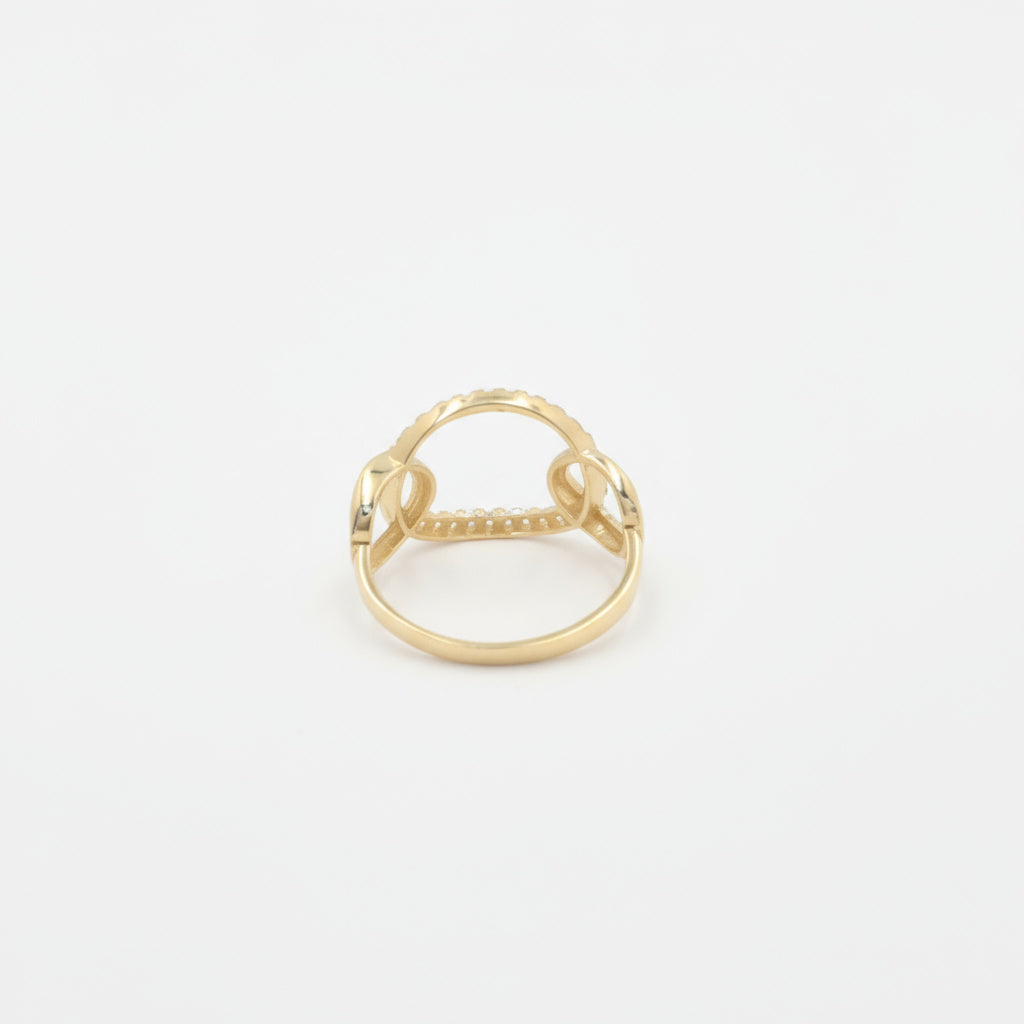 Anillo de Oro 14k Diseño Especial Triple Aro con Incrustado de Zirconias mod. 9967