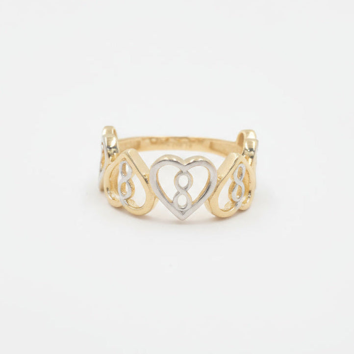 Anillo de Oro 14k Diseño Especial de Infinito Corazon mod. 9960
