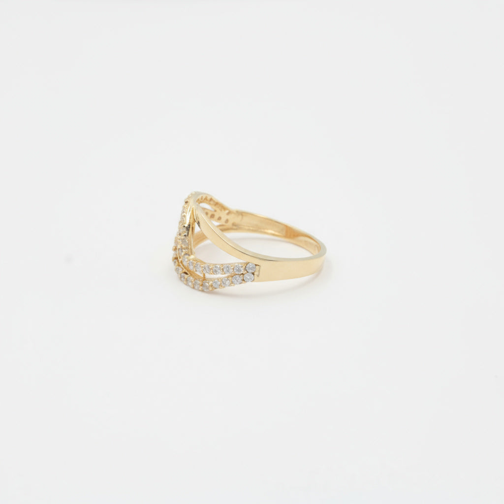 Anillo de Oro 14k Diseño Entrelazado con Incrustado de Zirconias mod. 9950