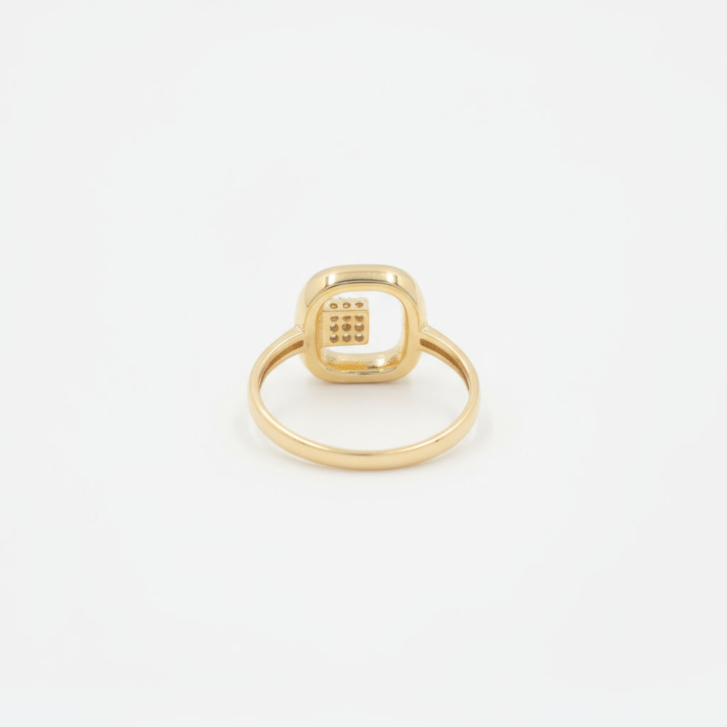 Anillo de Oro 14k Diseño de Doble Cuadrado con Incrustado de Zirconias mod. 9981