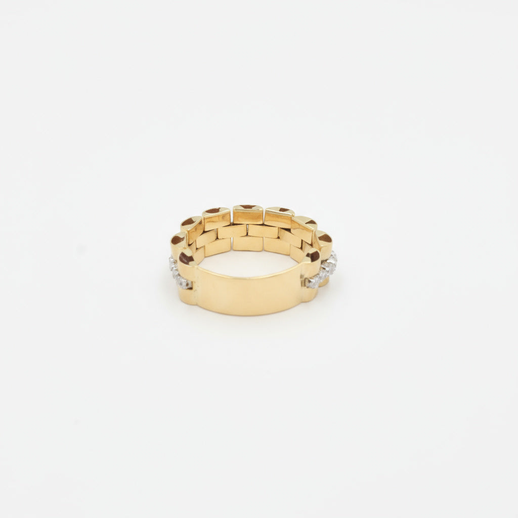 Anillo de Oro 14k Tejido Ensamblado Flexible con Incrustado de Zirconias mod. 9971