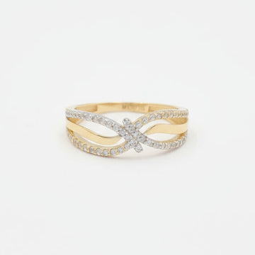 Anillo de Oro 14k Diseño de Bandas Entrelazadas con Incrustado de Zirconias mod. 9955