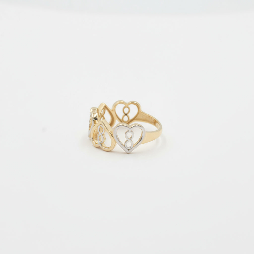 Anillo de Oro 14k Diseño Especial de Infinito Corazon mod. 9960