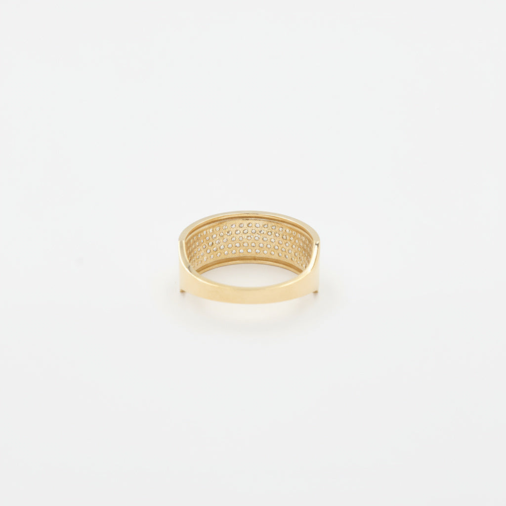 Anillo de Oro 14k Pavé de Zirconias en Dos Niveles mod. 9961