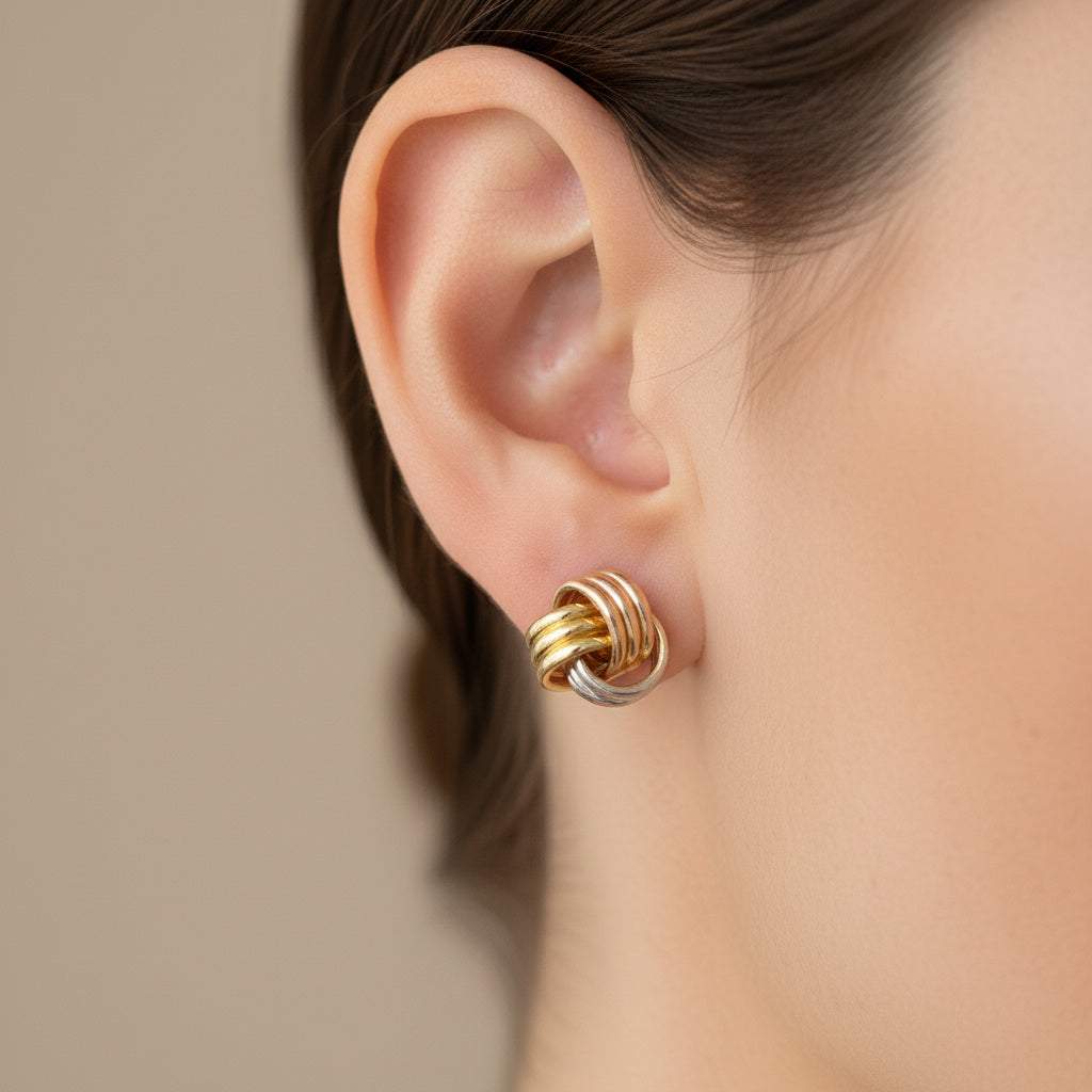 Arete de Oro Florentino 14k con Diseño de Nudo mod. 10048