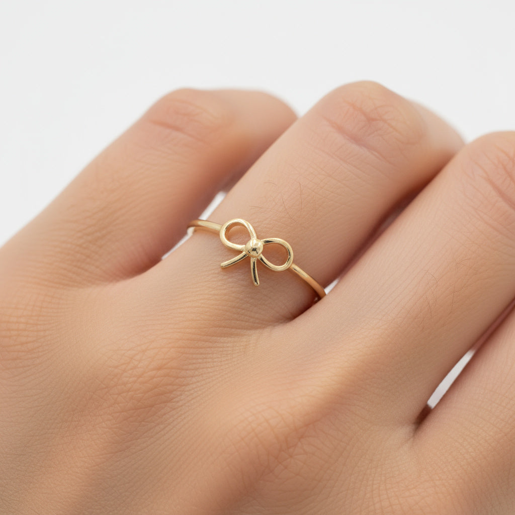 Anillo de Oro 14k Liso con Diseño de Moño mod. 9968