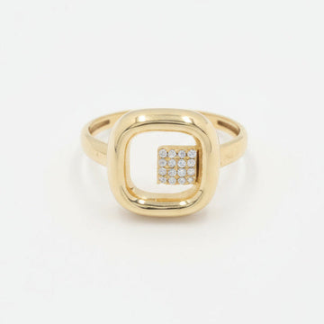 Anillo de Oro 14k Diseño de Doble Cuadrado con Incrustado de Zirconias mod. 9981