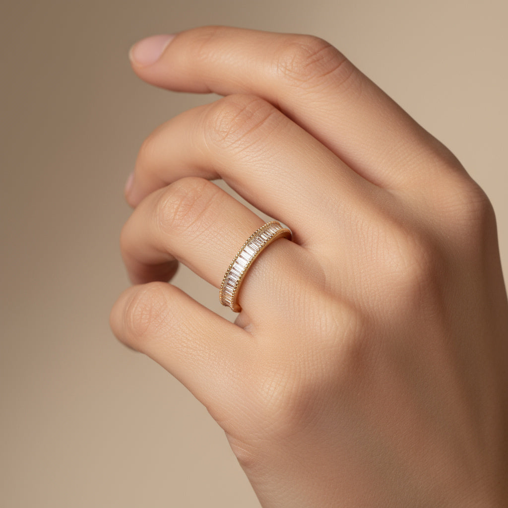 Anillo de Oro 14k con Incrustado de Zirconias Baguette mod. 9946