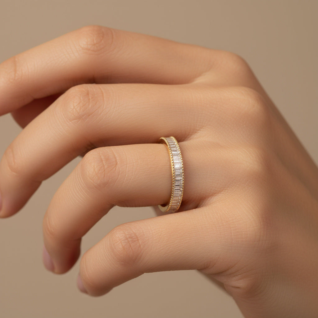 Anillo de Oro 14k con Incrustado de Zirconias Baguette mod. 9946