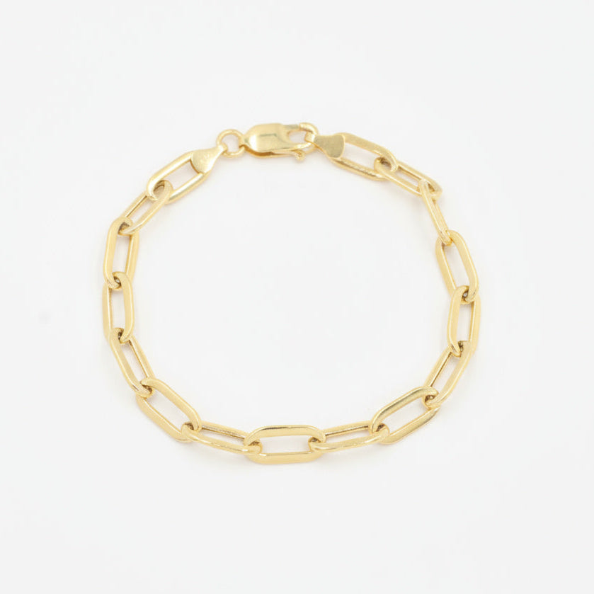 Pulsera de Oro 14k Estilo Paper Clip Liso con Broche de Presión mod. 10001