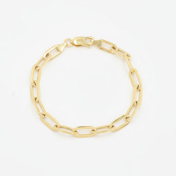 Pulsera de Oro 14k Estilo Paper Clip Liso con Broche de Presión mod. 10001