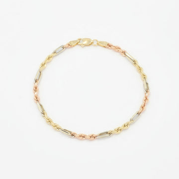 Pulsera de Oro 14k Florentino con Diseño Torzal y Eslabón Naval mod. 9999