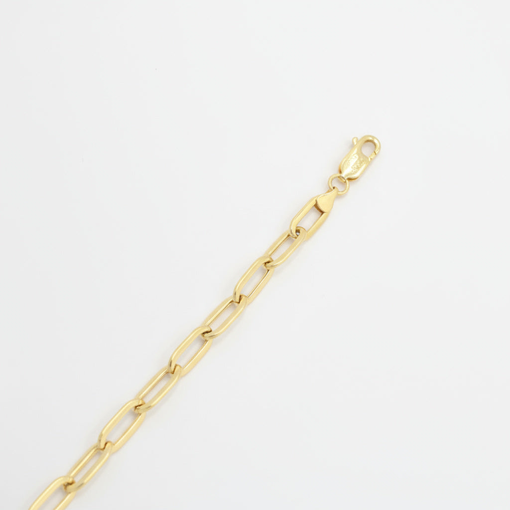 Pulsera de Oro 14k Estilo Paper Clip Liso con Broche de Presión mod. 10001