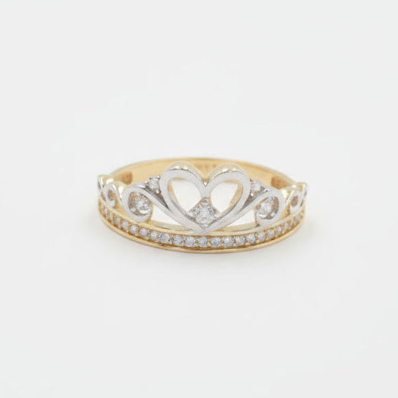 Anillo de Oro 14k Diseño Corona de Princesa con Zirconias Finas mod. 9945