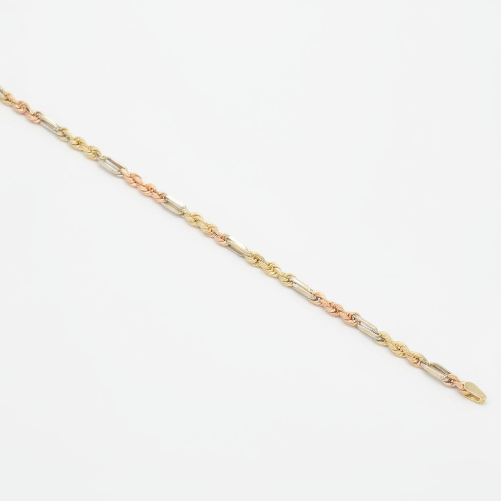 Pulsera de Oro 14k Florentino con Diseño Torzal y Eslabón Naval mod. 9999