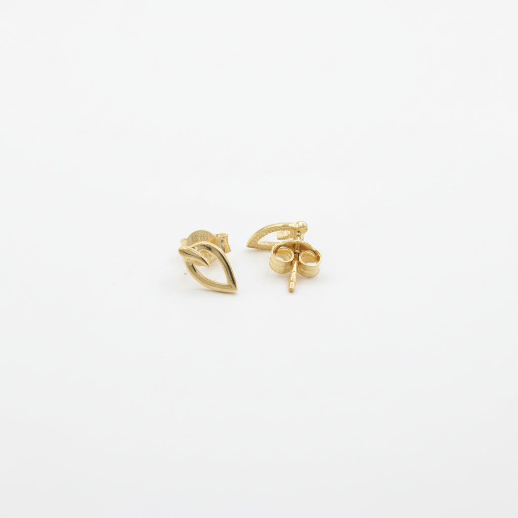 Arete de Oro 14k con Diseño Liso de Hoja mod. 10051