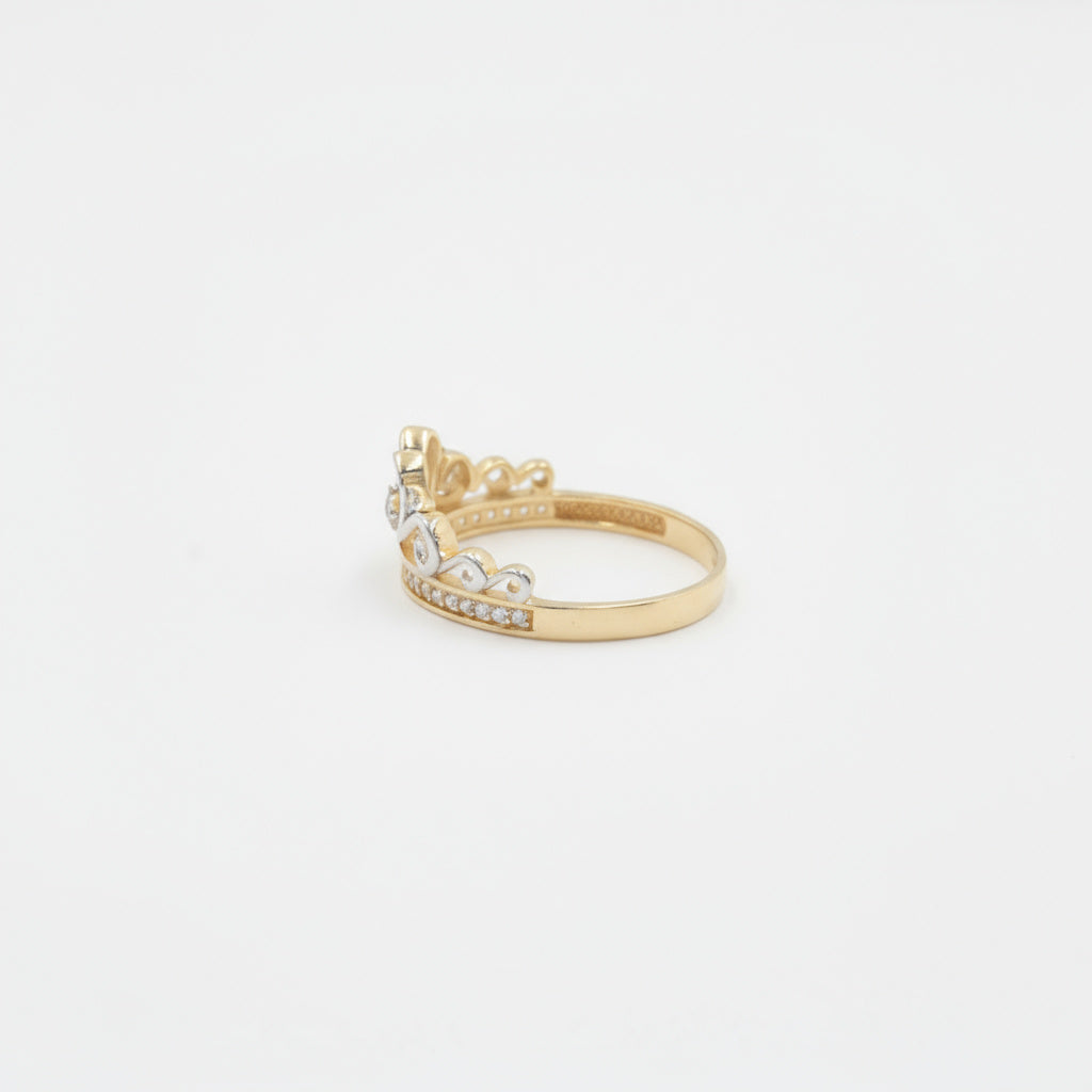 Anillo de Oro 14k Diseño Corona de Princesa con Zirconias Finas mod. 9945