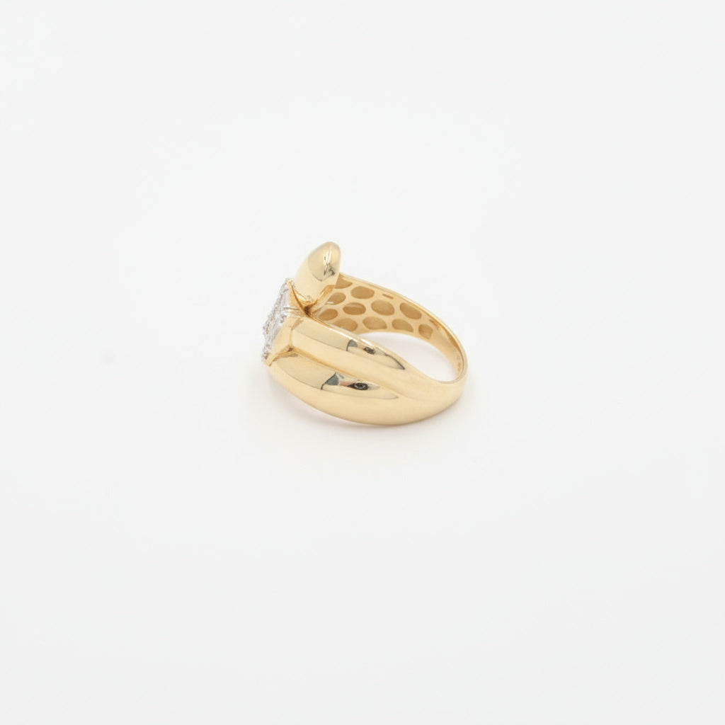 Anillo de Oro 14k Diseño Especial con Cluster de Zirconias Baguette mod. 9991