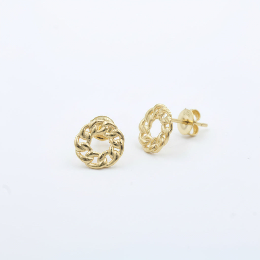 Arete de Oro 14k con Diseño de Flor en Eslabones mod. 10055