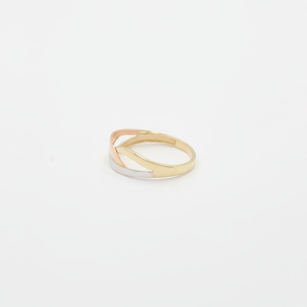 Anillo de Oro 14k Florentino Liso con Diseño Cruzado mod. 9976