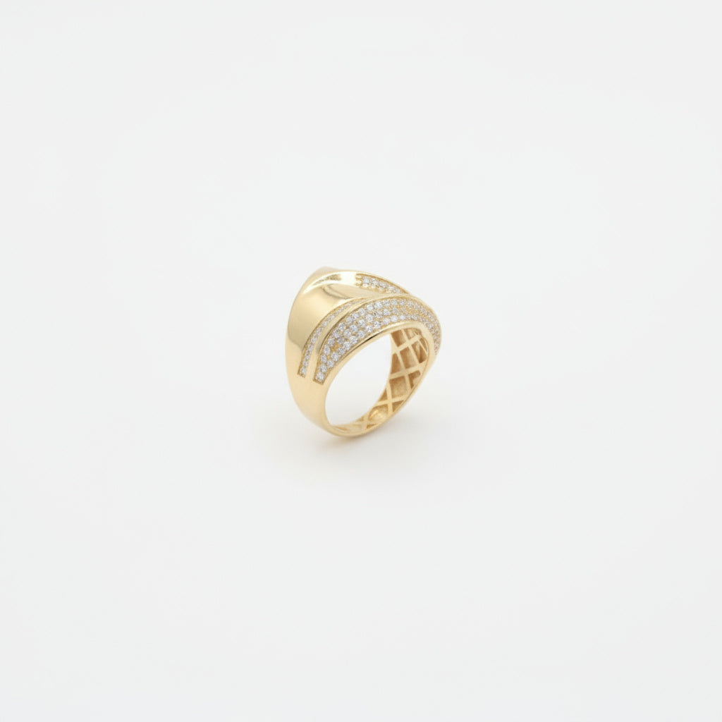 Anillo de Oro 14k Envoltura Cruzada con Incrustado de Zirconias  mod. 9986