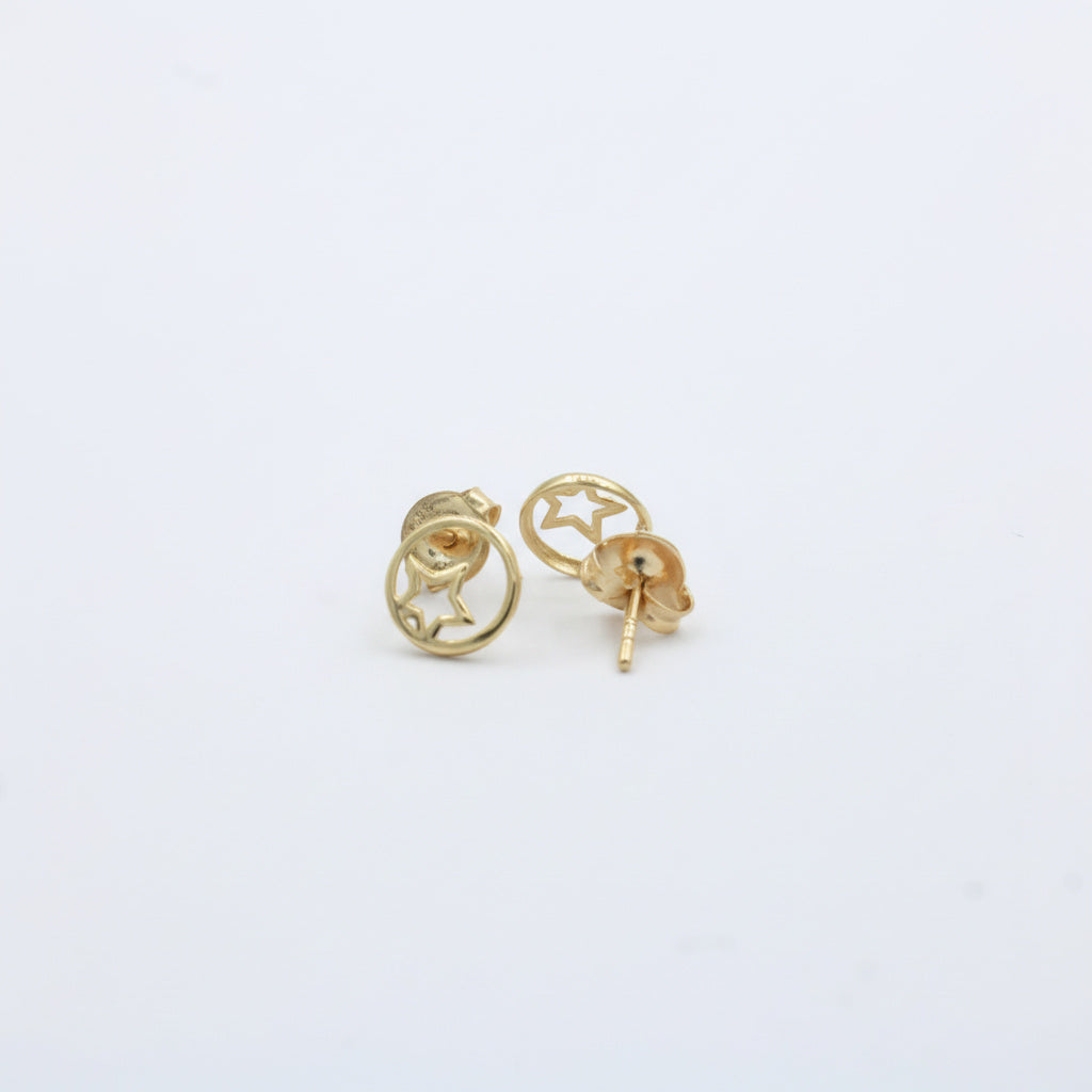 Arete de Oro 14k con Diseño de Esfera con Estrella mod. 10052