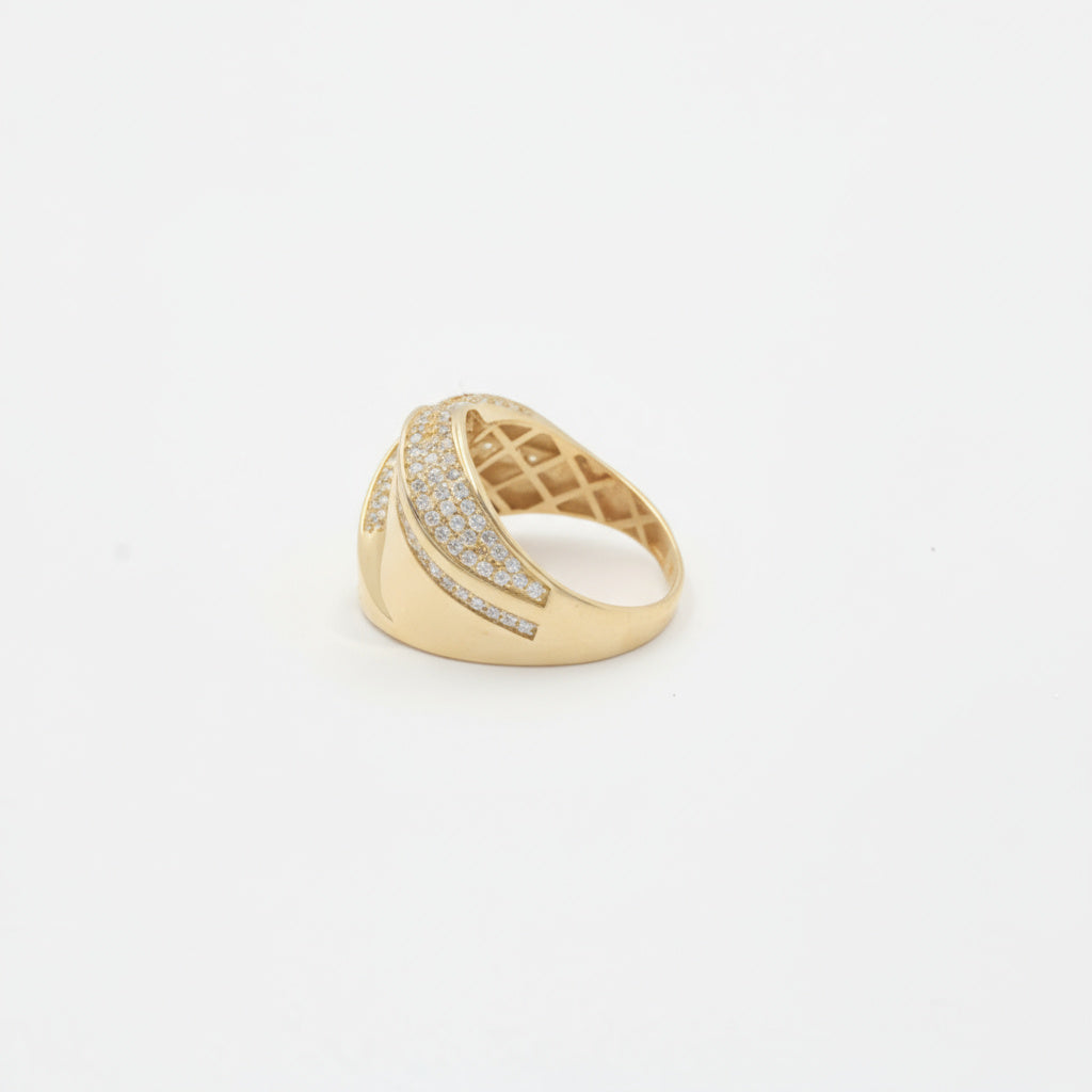 Anillo de Oro 14k Envoltura Cruzada con Incrustado de Zirconias  mod. 9986