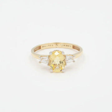 Anillo de Oro 14k Zirconia Ovalada Color Amarillo y Blanco mod. 9953