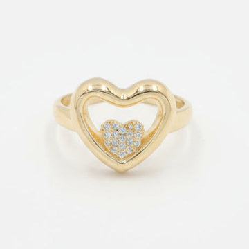 Anillo de Oro 14k Diseño de Doble Corazón con Incrustado de Zirconias mod. 9980