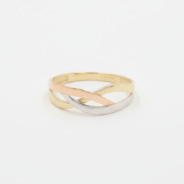 Anillo de Oro 14k Florentino Liso con Diseño Cruzado mod. 9976