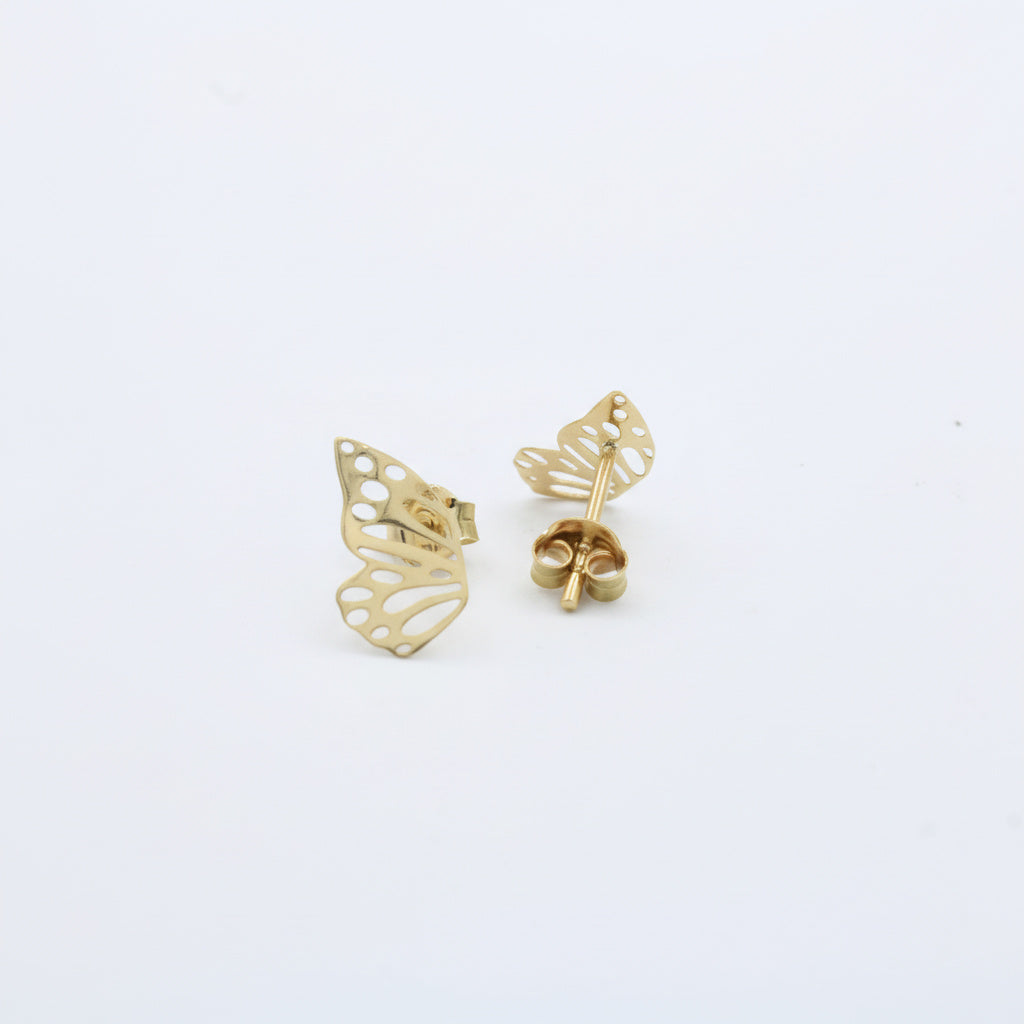 Arete de Oro 14k con Diseño Liso de Mariposa mod. 10062
