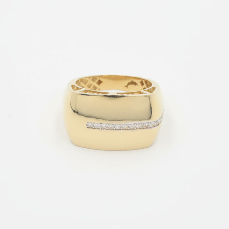 Anillo de Oro 14k Diseño Maxi con Incrustado de Zirconia mod. 9989