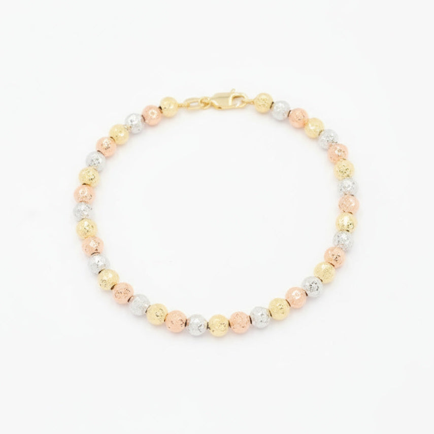 Pulsera de Oro 14k Florentino con Diseño de Esferas Facetadas mod. 10002