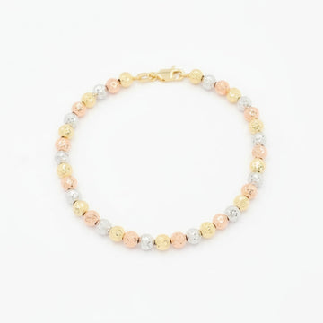 Pulsera de Oro 14k Florentino con Diseño de Esferas Facetadas mod. 10002