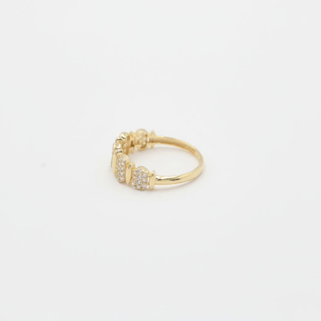 Anillo de Oro 14k Diseño de Óvalos Intercalados con Zirconias Finas mod. 9952