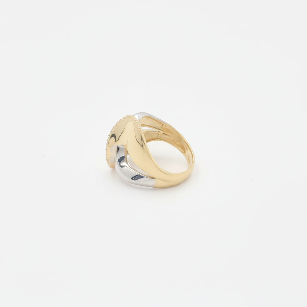 Anillo de Oro 14k Diseño Especial Cruzado con Banda de Zirconias Finas mod. 9990