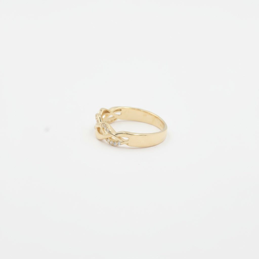 Anillo de Oro 14k Diseño Trenzado con Incrustado de Zirconias mod. 9958