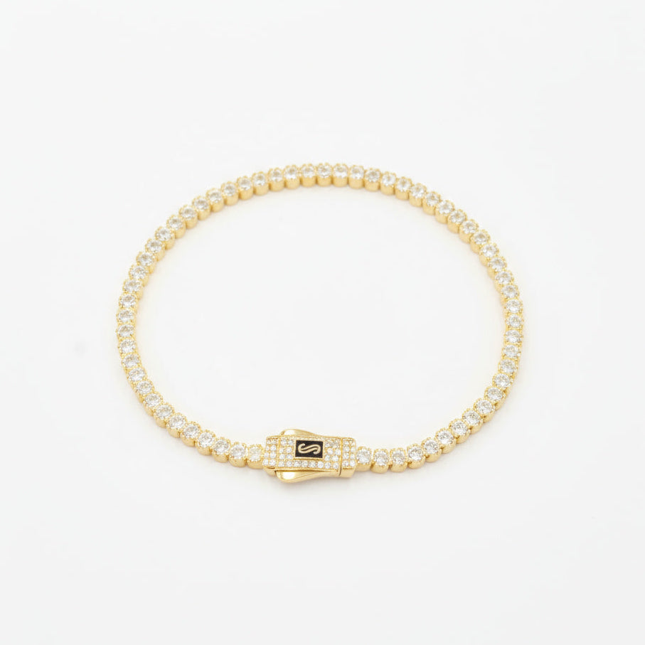 Pulsera de Oro 14k Mónaco Chain Modelo Aqua con Incrustado de Zirconias mod. 9995